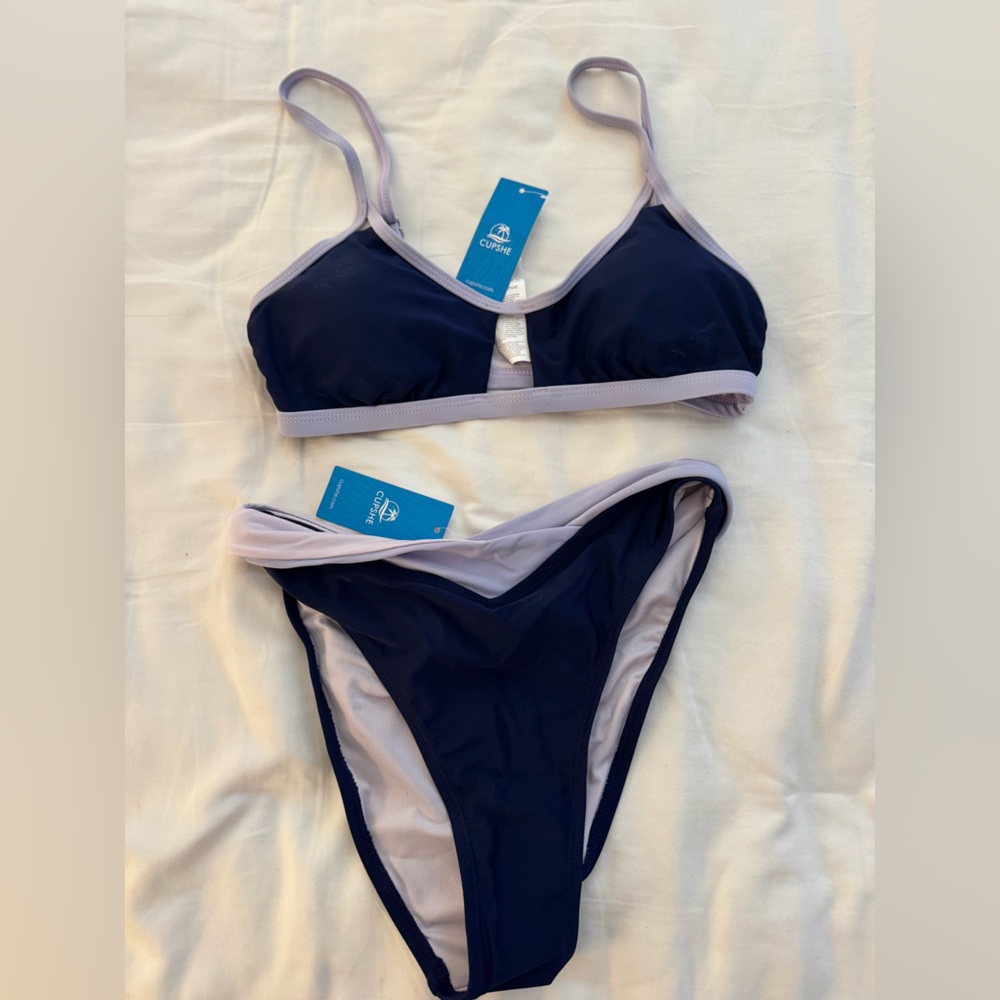Cupshe Blue and Purple Bikini Set Classic Swimwear